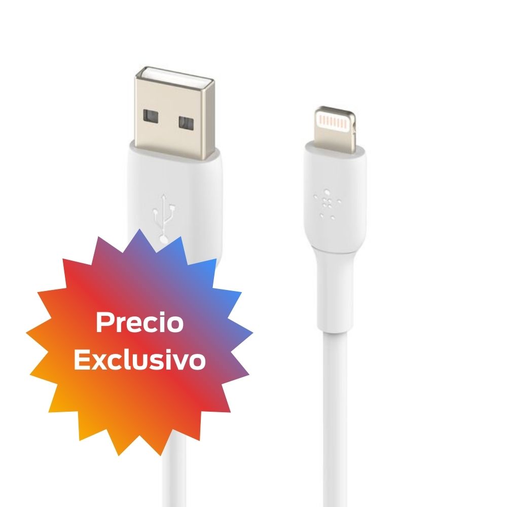 Cable Belkin Lightning to USB-A BOOST CHARGE (3mt, blanco) Cable Belkin Lightning to USB-A BOOST CHARGE (3mt, blanco)